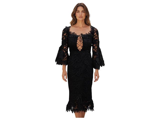 Nicholas Kirkwood Nicholas Black Botanische Spitzen-Midikleid Schwarz - Ansicht 6
