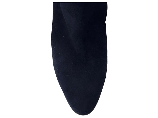 Stivali in suede blu navy a pieghe Manolo Blahnik - vista 5