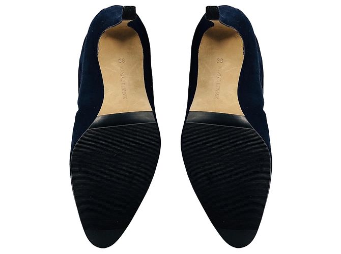 Stivali in suede blu navy a pieghe Manolo Blahnik - vista 7