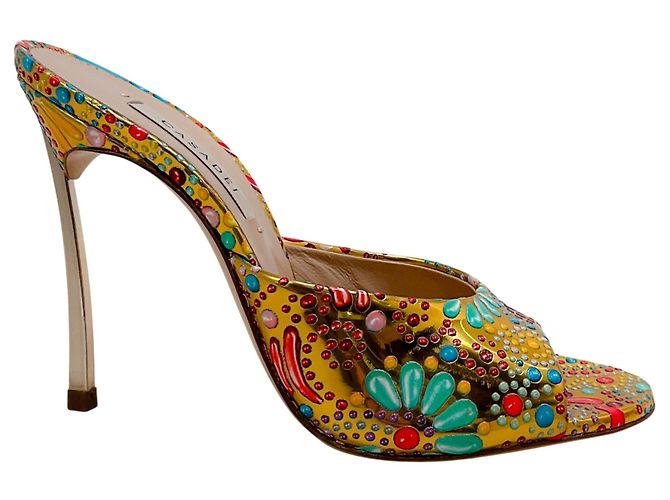 Sandali slide con nugget dorato dipinto Casadei D'oro - vista 2