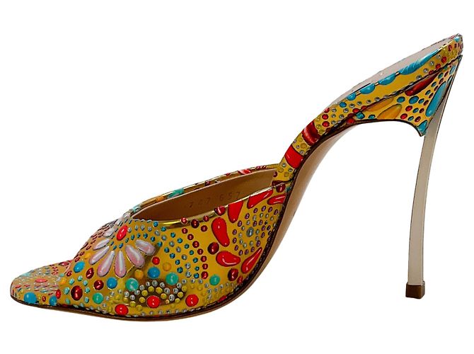 Sandali slide con nugget dorato dipinto Casadei D'oro - vista 3