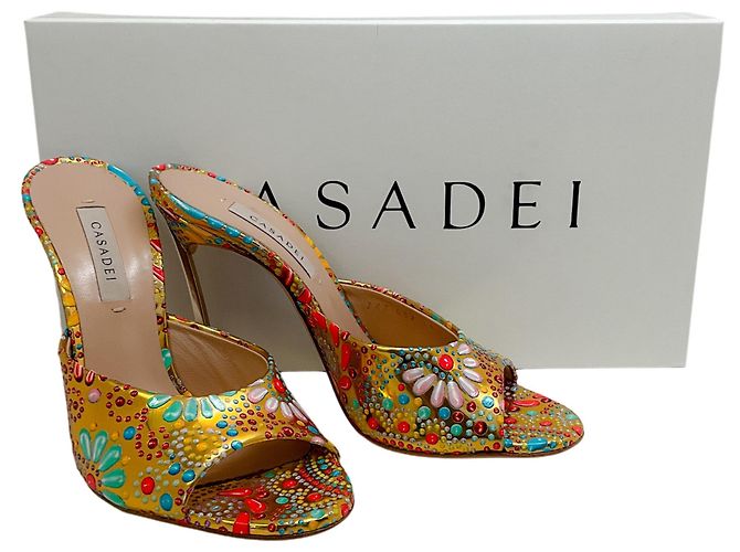 Sandali slide con nugget dorato dipinto Casadei D'oro - vista 6