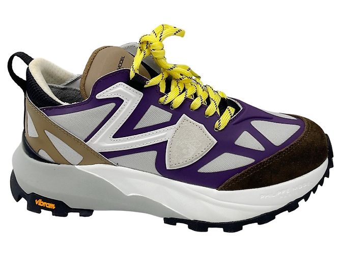 Sneakers basse Rocx in nylon e pelle di Philippe Model in viola / grigio Porpora - vista 2