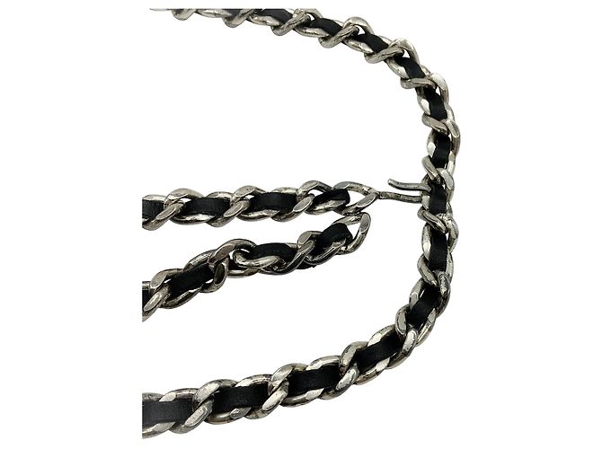 Chanel Vintage 1996 Schwarzer Lederkette Gürtel - Ansicht 2