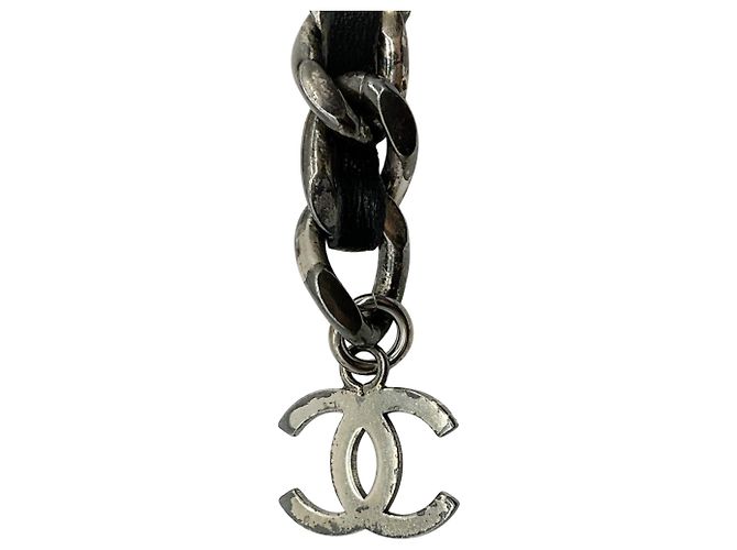Chanel Vintage 1996 Schwarzer Lederkette Gürtel - Ansicht 3