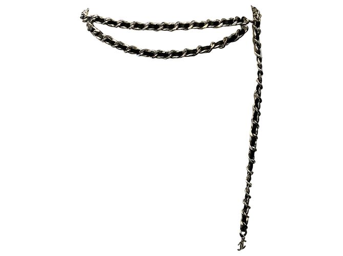 Chanel Vintage 1996 Schwarzer Lederkette Gürtel - Ansicht 5