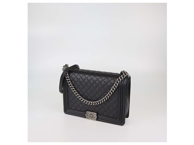 Borsa Boy Flap Grande in Pelle Trapuntata Nera Chanel Nero - vista 2
