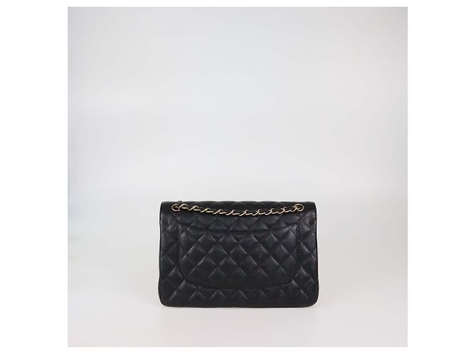 Borsa Chanel Jumbo Classic Double Flap in pelle caviar nera trapuntata Nero - vista 3