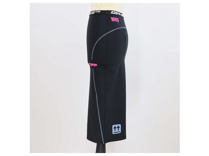 Off White Falda lápiz activa Off-White negra con logo en la cinturilla Negro Blanco roto - vista 2