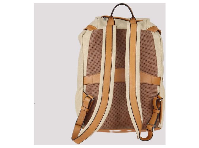 Mochila de couro bege/vachetta Brunello Cucinelli - vista 3