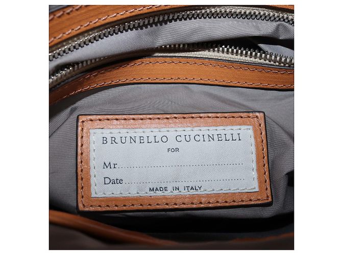 Mochila de couro bege/vachetta Brunello Cucinelli - vista 5