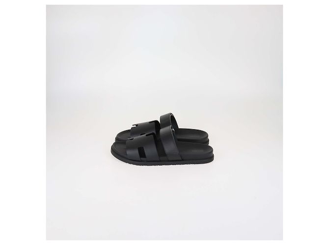 Sandali Chypre in pelle nera Hermès Nero - vista 4