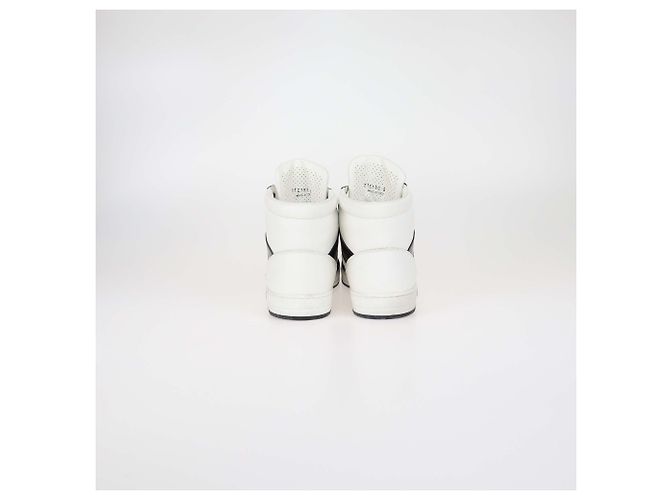Prada White/Black Leather Avenue High Top Sneakers - view 5