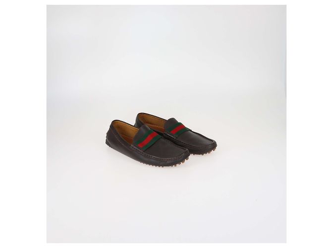 Mocassini Driver Web in pelle marrone scuro Gucci - vista 2