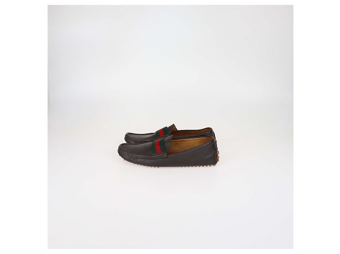 Mocassini Driver Web in pelle marrone scuro Gucci - vista 4