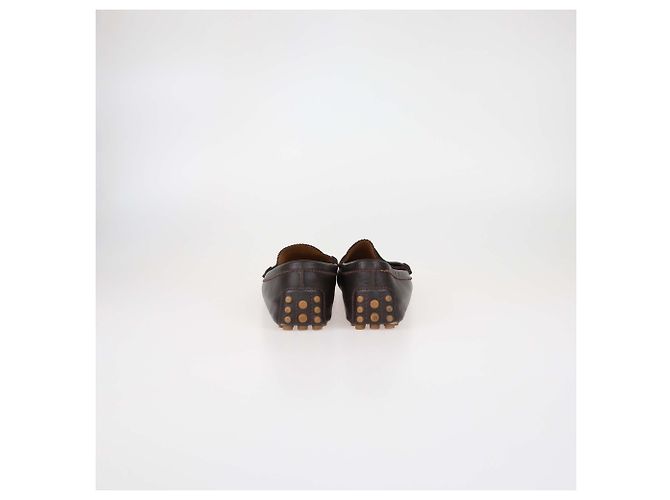 Mocassini Driver Web in pelle marrone scuro Gucci - vista 5