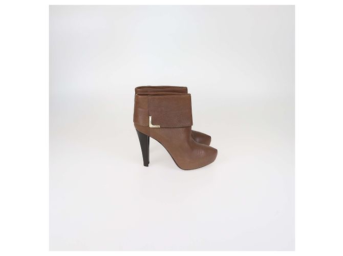 Botines Queen de cuero marrón Louis Vuitton Castaño - vista 3