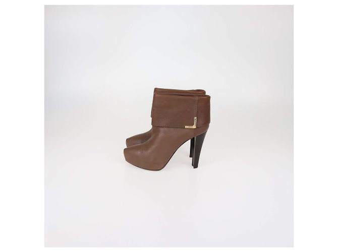 Botines Queen de cuero marrón Louis Vuitton Castaño - vista 4