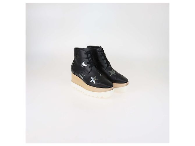 Stella Mc Cartney Stella McCartney Elyse Star Plattform-Sneaker aus schwarzem Kunstleder mit Schnürung - Ansicht 2