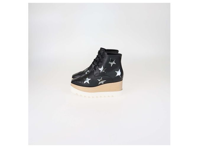 Stella Mc Cartney Stella McCartney Elyse Star Plattform-Sneaker aus schwarzem Kunstleder mit Schnürung - Ansicht 4