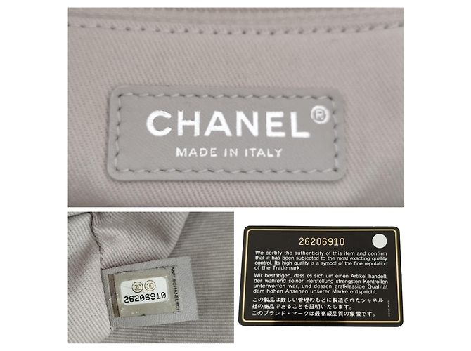 Borsa Tote Chanel Deauville in tela a righe blu navy e beige - vista 11