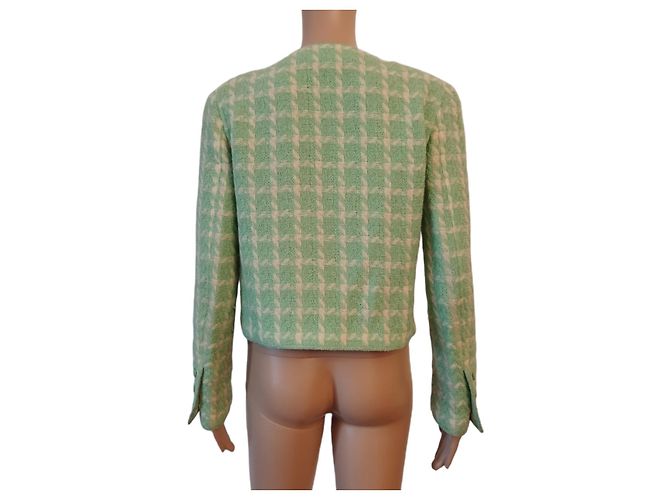 CHANEL green wool houndstooth jacket - Spring Summer 1996 - view 5