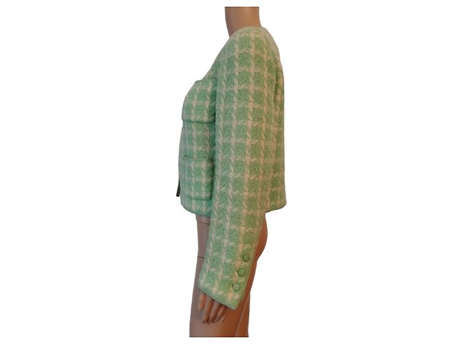CHANEL green wool houndstooth jacket - Spring Summer 1996 - view 6