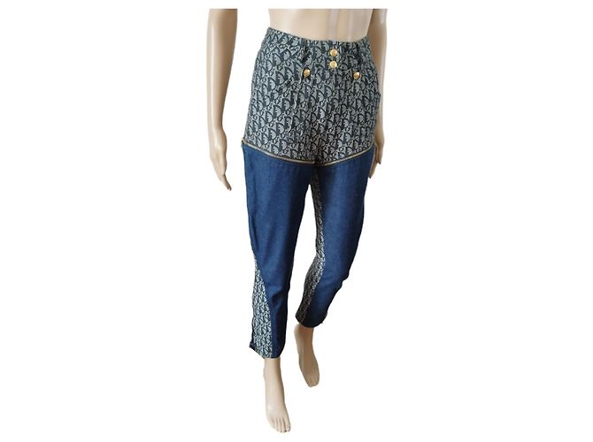 Christian Dior Seltene Dior Oblique-Canvas- und blaue Denim-Hose - Ansicht 2