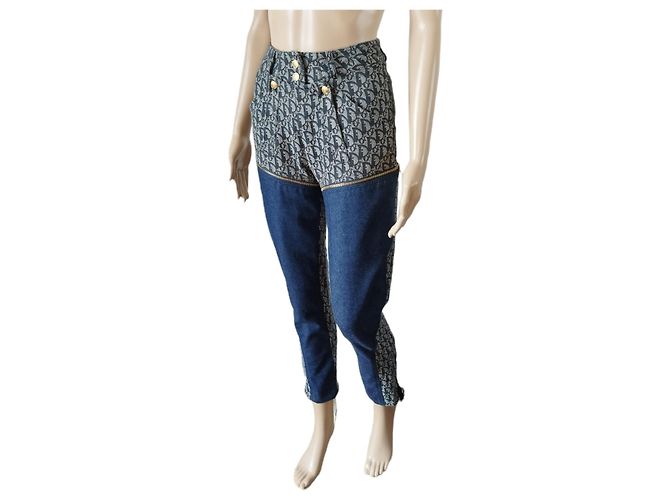 Christian Dior Seltene Dior Oblique-Canvas- und blaue Denim-Hose - Ansicht 7