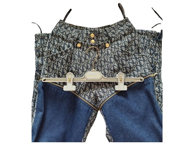Christian Dior Seltene Dior Oblique-Canvas- und blaue Denim-Hose - Ansicht 8