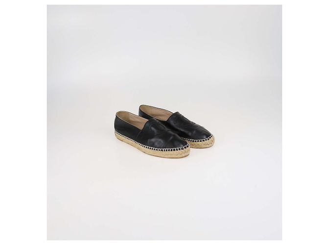 Espadrilles Planos de Cuero Negro CC de Chanel - vista 2