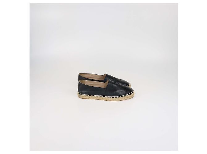 Espadrilles Planos de Cuero Negro CC de Chanel - vista 3