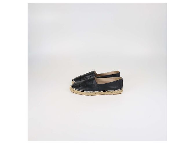 Espadrilles Planos de Cuero Negro CC de Chanel - vista 4