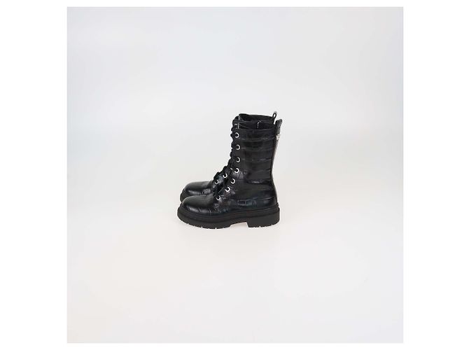 Autre Marque Botas de Cano Curto em Couro Preto com Estampa de Crocodilo Versace Kids - vista 4