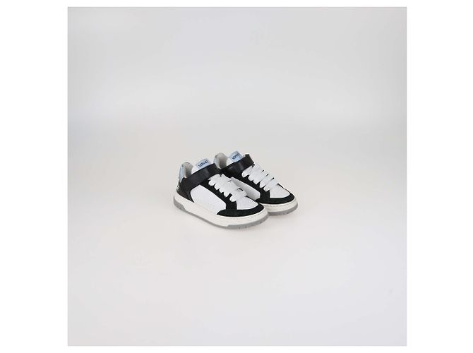Autre Marque Baskets en cuir noir/blanc avec strap Versace Kids - vue 2