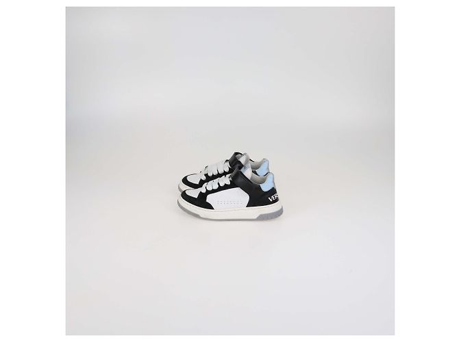 Autre Marque Baskets en cuir noir/blanc avec strap Versace Kids - vue 4