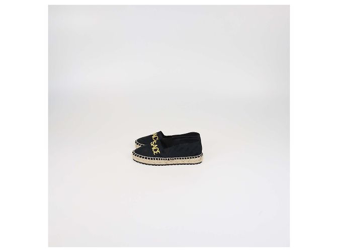 Autre Marque Espadrilles de lona preta com logo bordado para crianças Versace Preto - vista 4