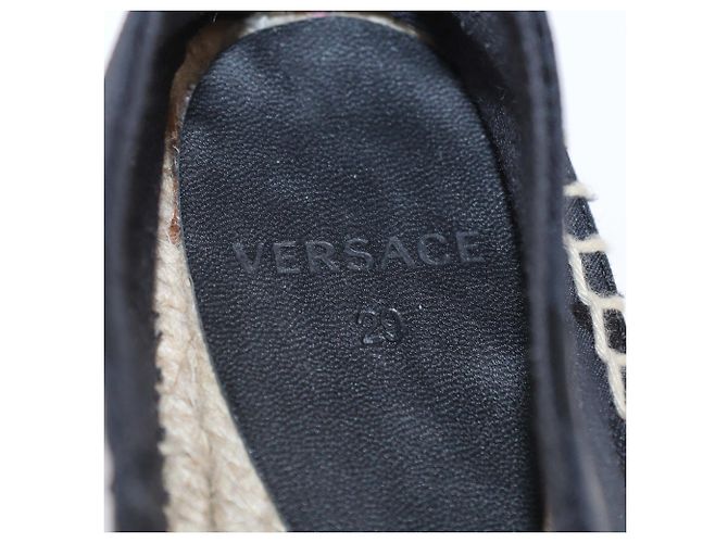 Autre Marque Espadrilles de lona preta com logo bordado para crianças Versace Preto - vista 6