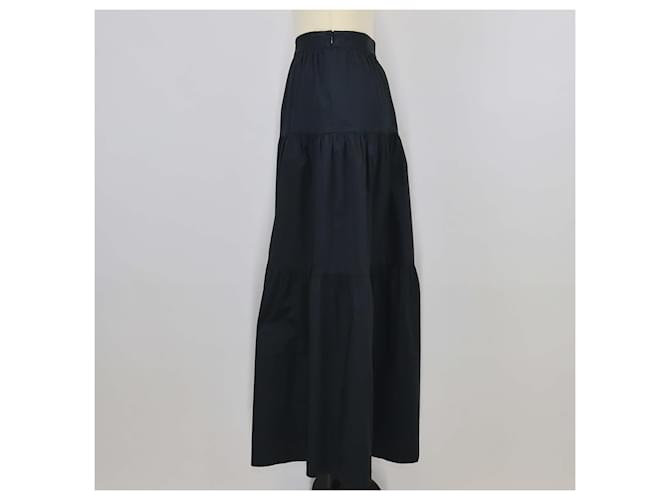 Falda maxi plisada de algodón negra Staud Negro - vista 2