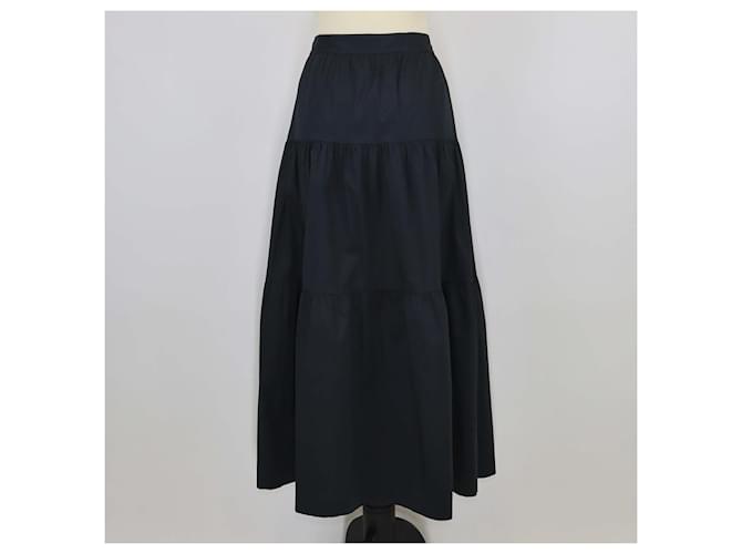 Falda maxi plisada de algodón negra Staud Negro - vista 3