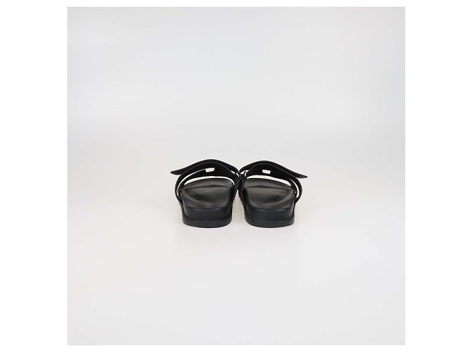 Hermès Sandali Chypre in tela e pelle marrone/nera di Hermes Nero - vista 5