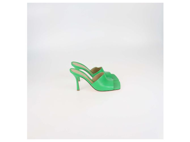 Mules in pelle verde stretch Bottega Veneta - vista 3
