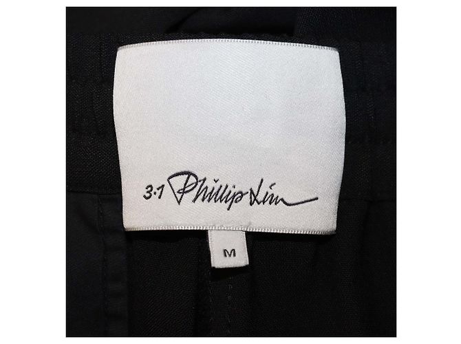 3.1 Phillip Lim Black Blend Wool Button Detail Drawstring Pants - view 5