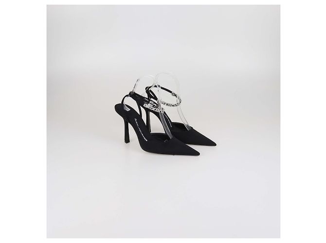 Pumps Delphine 105 in tessuto nero con cinturino logo Alexander Wang - vista 2