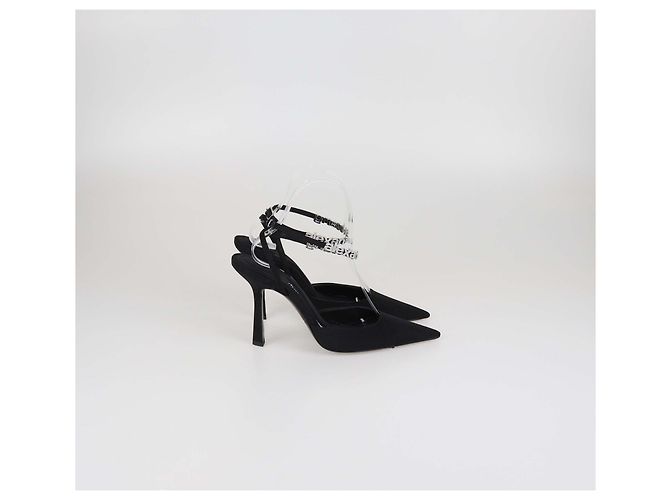Pumps Delphine 105 in tessuto nero con cinturino logo Alexander Wang - vista 3