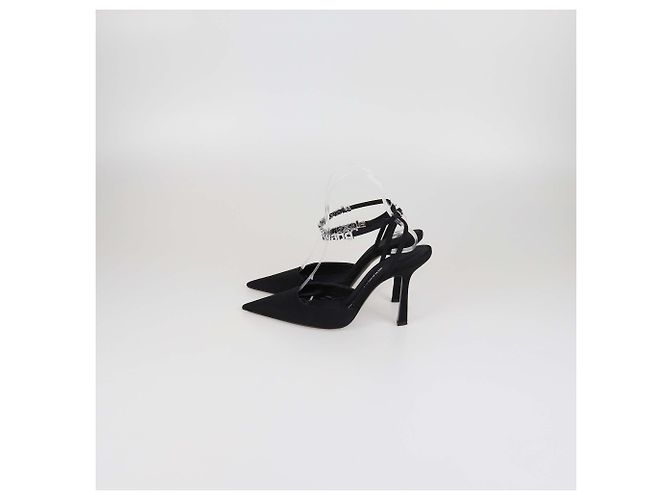 Pumps Delphine 105 in tessuto nero con cinturino logo Alexander Wang - vista 4