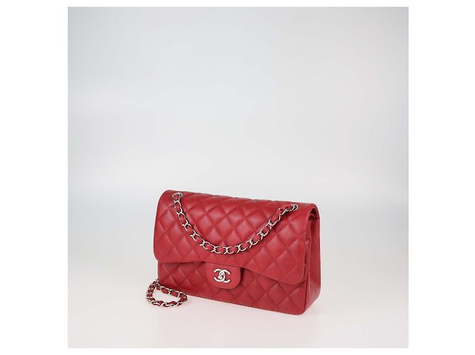 Bolsa Chanel Jumbo Classic Double Flap em couro caviar matelassado vermelho escuro Bordeaux - vista 2