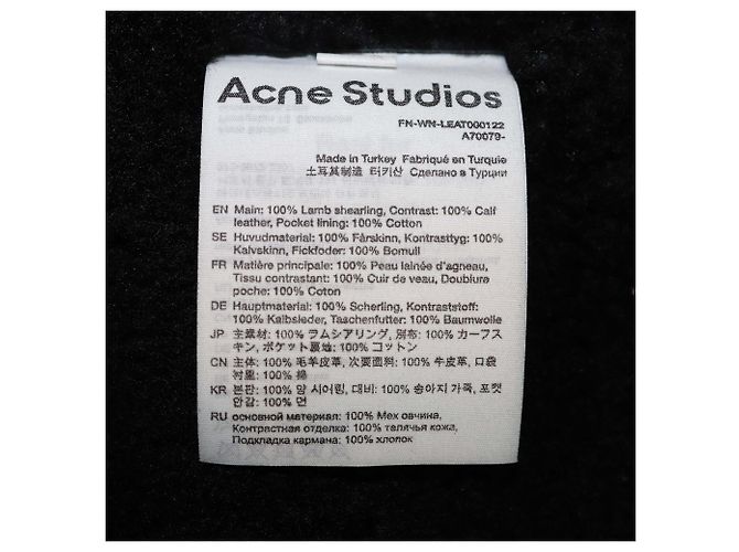 Acne Studio Black Leather Oversized Velocite Shearling Jacket - view 6