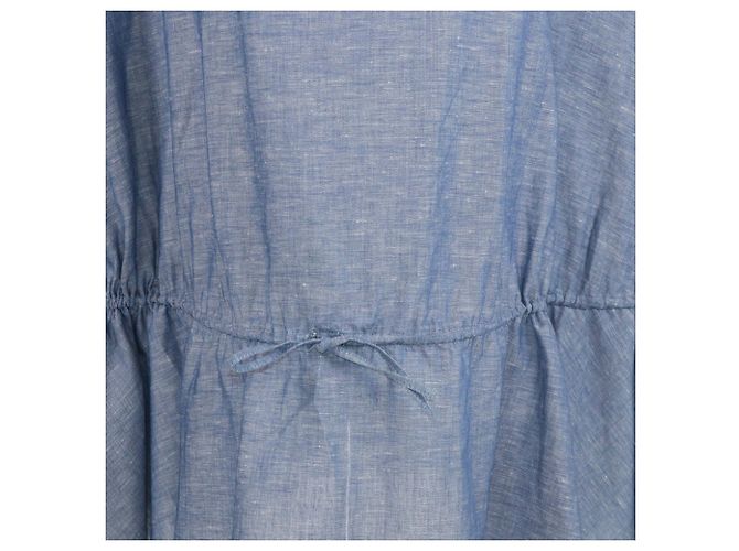 Alaïa Vestido Mini Arrugado de Chambray de Algodón Azul Alaia - vista 4