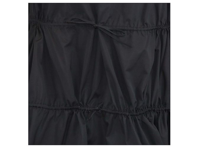 Vestido de popelina negra de algodón Alaïa con mangas tres cuartos y cintura con cordón - vista 4